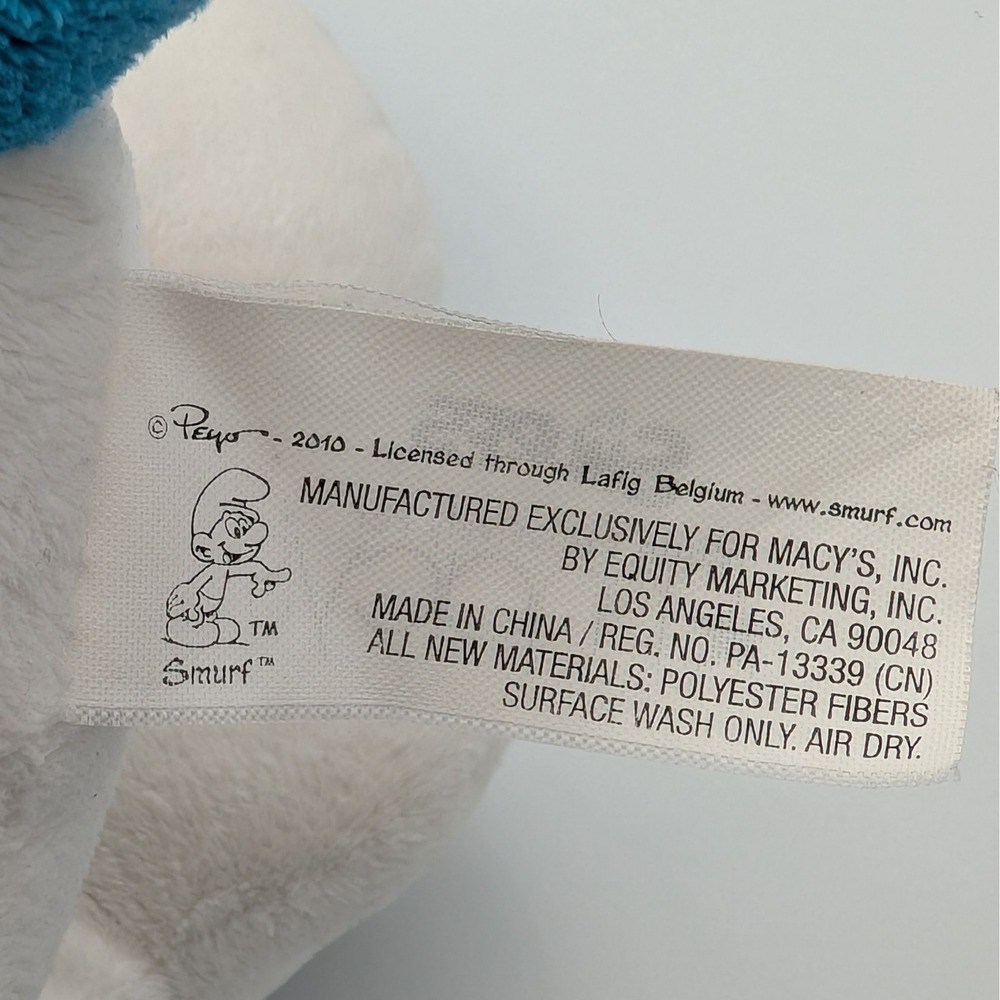 Smurfs Macy's Holiday 2010 Plush Stuffed Animal Santa Hat Red Scarf 22" - Picture 3 of 6